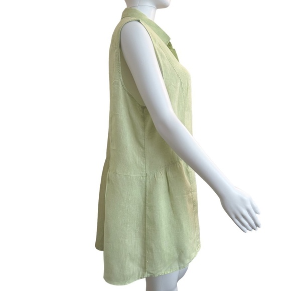 J.Jill Love Linen Women's Size L Button Front Tunic Peplum back Sleeveless Top - Picture 6 of 16